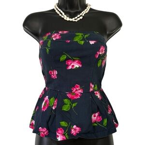 Hollister Navy Floral Tube Top